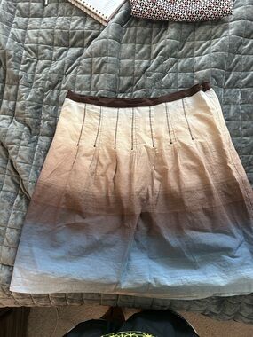 Liz Claiborne Ombre Brown-to-Blue A-Line Skirt with Brown Waistband Lined